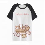 2017 Summer Harajuku Shirt Neko Atsume Anime Cartoon Japanese Kawaii Clothes Casual Female T-shirt Cat Tops Tee