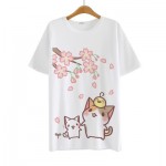 2017 Summer Harajuku Shirt Neko Atsume Anime Cartoon Japanese Kawaii Clothes Casual Female T-shirt Cat Tops Tee