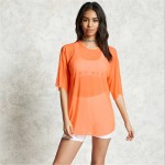 2017 Summer New Europe Sexy Net Yarn Perspective T-shirts for Women Casual Loose Thin Short Female T-shirt Transparent Tops Hot