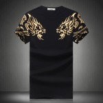 2017 Summer New High-End Men's Brand T-Shirt Fashion Slim Gold Dragon Printing T Shirt Plus Size Short-Sleeved Tee Shirt Men 5XL