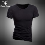 2017 Summer T Shirt Solid Cotton High Quality Slim Casual New Brand Chase Deer White And Black Tracksuit Underwear T-Shirt Men