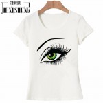 2017 Summer T shirt Women Tops Tees Short Sleeve Cotton Big Eyes Print Tshirt Funny T-shirt Woman Clothes Plus Size