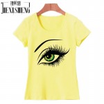 2017 Summer T shirt Women Tops Tees Short Sleeve Cotton Big Eyes Print Tshirt Funny T-shirt Woman Clothes Plus Size