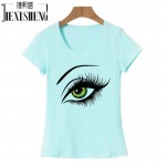 2017 Summer T shirt Women Tops Tees Short Sleeve Cotton Big Eyes Print Tshirt Funny T-shirt Woman Clothes Plus Size