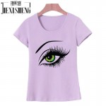 2017 Summer T shirt Women Tops Tees Short Sleeve Cotton Big Eyes Print Tshirt Funny T-shirt Woman Clothes Plus Size