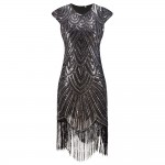 2017 Summer Vintage 1920s Flapper Great Gatsby Sequin Fringe Party Dress Plus Size Mesh Dress Women Clothing Vestidos De Fiesta