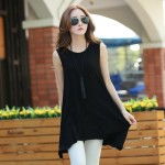 2017 Summer Women Long Top T Shirt Fashion Irregular Hem Top Solid Modal Casual Tank Tops TShirt Female Plus Size S-4XL