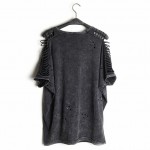 2017 Summer Women Punk Rock T-shirt Graffiti Print Vintage Hollow Out Batwing Sleeve Washed Tees Hip Hop Plus Size Tops