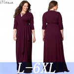 2017 Summer Women Sexy Evening Club Party Dress Vintage Black Red V-neck Maxi Long Dresses 5XL 6XL Plus Size Vestidos Robe