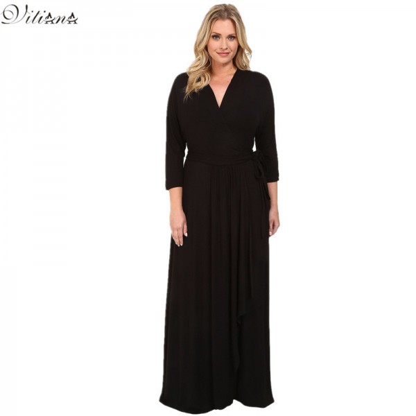 2017 Summer Women Sexy Evening Club Party Dress Vintage Black Red V-neck Maxi Long Dresses 5XL 6XL Plus Size Vestidos Robe