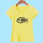 2017 Summer Women T-Shirt/Female Fashion Cotton T Shirt/Plus Size Short Sleeve Women Tops with 3D Printing Fish Bones HH051