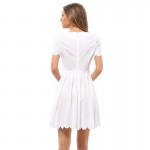 2017 Summer women dress plus size 2XL casual vintage bodycon white dress elegant short sleeves ruffles pleated dresses