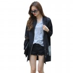 2017 Thin Style Mesh Patch Transparent Bomber Jacket Women Spring Fashion Brand Zip Outwear Basic Coat Female long windbreaker