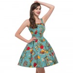 2017 Vintage 50s dresses Retro Swing Pin Up Floral Rockabilly dress Abendkleider Spaghetti Strap design women vestidos