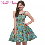 2017 Vintage 50s dresses Retro Swing Pin Up Floral Rockabilly dress Abendkleider Spaghetti Strap design women vestidos