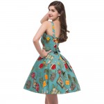 2017 Vintage 50s dresses Retro Swing Pin Up Floral Rockabilly dress Abendkleider Spaghetti Strap design women vestidos