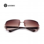 2017 Vintage Rimless Sunglasses Women Luxury Diamond Design White Square Frame Brand Sun Glasses For Women Whih Box 6102