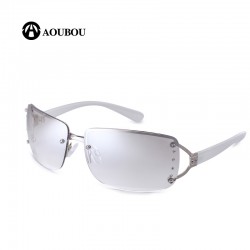 2017 Vintage Rimless Sunglasses Women Luxury Diamond Design White Square Frame Brand Sun Glasses For Women Whih Box 6102