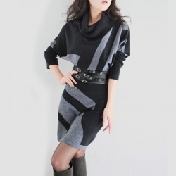 2017 Winter Dress Women's vestidos Sweater Batwing Sleeve Slim Hip Dress Long Design Sweater woman dress
