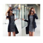 2017 Women  Dress Autumn and Winter Round Neck Long Sleeve Splice Render Dress