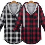 2017 Women Europe Plus Size Plaid Cardigans Sweater Coat XL-4XL Autumn Spring Big Size Fat Loose Plaid Hooded Jacket