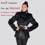 2017 Women Real Fur Coat Full Pelt Women Rabbit Fur Coat Full Length Sleeve Natural Black Fur coats Women Can add hood Plus size