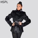 2017 Women Real Fur Coat Full Pelt Women Rabbit Fur Coat Full Length Sleeve Natural Black Fur coats Women Can add hood Plus size