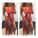 2017 Women Sexy Maxi Dress Halter Vestido Red Woman Party Bodycon Dresses Off Shoulder Club Vestidos Femme Dress  MC5216