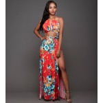 2017 Women Sexy Maxi Dress Halter Vestido Red Woman Party Bodycon Dresses Off Shoulder Club Vestidos Femme Dress  MC5216