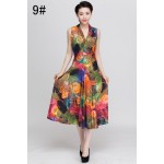 2017 Women Summer Style Printed Bohemian Beach sundress Plus Size V-neck Sleeveless Long Maxi Dress casual Femme Vestidos