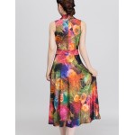 2017 Women Summer Style Printed Bohemian Beach sundress Plus Size V-neck Sleeveless Long Maxi Dress casual Femme Vestidos