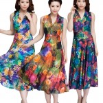 2017 Women Summer Style Printed Bohemian Beach sundress Plus Size V-neck Sleeveless Long Maxi Dress casual Femme Vestidos