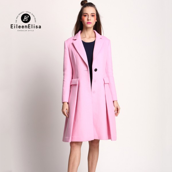 2017 Women Winter Coats Jackets Thick Winter Long Coat Oversized High Quality Pink Runway Blends Outwear