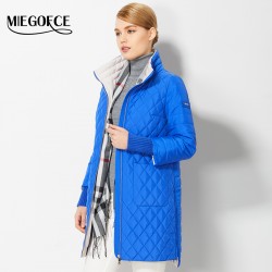 2017 Women's Coat Spring Autumn Women's Fashion Windproof Parkas Female Spring Jacket With Scarf New Design Hot Sale MIEGOFCE