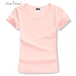 2017 Womens Brand Clothing Summer Women T Shirt Short Sleeve O-neck Casual Cotton Solid Color Tops Tees Female Ladies T-Shirt