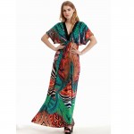 2017 Womens Summer Elegant Boho Beach Clothing Ladies Bohemian Print Maxi Long Dress Plus Size 5XL 6XL  Vestidos