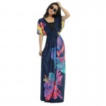 2017 Womens Summer Elegant Boho Beach Clothing Ladies Bohemian Print Maxi Long Dress Plus Size 5XL 6XL  Vestidos