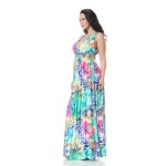 2017 Womens Summer Elegant Boho Beach Clothing Ladies Bohemian Print Maxi Long Dress Plus Size 6XL 7XL Vestidos 6041