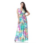 2017 Womens Summer Elegant Boho Beach Clothing Ladies Bohemian Print Maxi Long Dress Plus Size 6XL 7XL Vestidos 6041