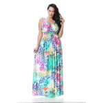 2017 Womens Summer Elegant Boho Beach Clothing Ladies Bohemian Print Maxi Long Dress Plus Size 6XL 7XL Vestidos 6041