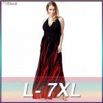2017 Womens Summer Print Boho Beach Dress Bohemian Elegant Sexy Maxi Long Dresses Plus Size 6XL 7XL Vestidos 5021