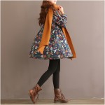 2017 autumn new large size women clothing casual loose plus size dress cotton flower pront long sleeve vintage dresses female