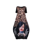 2017 fashion design women maxi long femme vestidos african style clothing leopard print dashiki dress