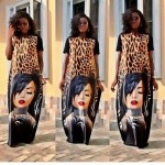 2017 fashion design women maxi long femme vestidos african style clothing leopard print dashiki dress