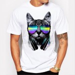 2017 fashion short music DJ cat printed Funny t-shirt men tops