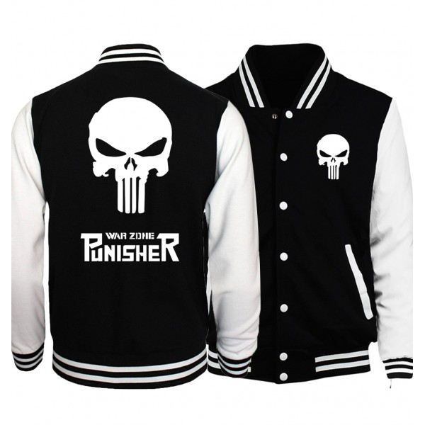 2017 funny skull print streetwear hip-hop hoodies The Punisher fashion button baseball jackets men women unisex brand tracksuits