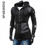 2017 leather patchwork Mens Hoodies And Sweatshirts Oversized Hombre Hip Hop Men Hooded Sweatshirt Hoodies Zipper Streetwear