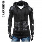 2017 leather patchwork Mens Hoodies And Sweatshirts Oversized Hombre Hip Hop Men Hooded Sweatshirt Hoodies Zipper Streetwear