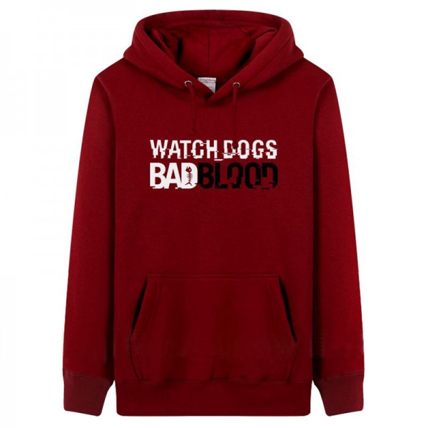 2017 man game player's love printing hoody Watch Dogs Bad Blood fleece man's winter sweatshirts thicker outerwear 1pcs drop ship