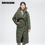 2017 misun female ultra long women's  down coat thickening front fly fashion jackets 